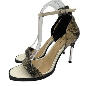 Gianni Bini Women 9 M Leather Upper Snakeskin Print Strappy Stiletto Heels Shoes